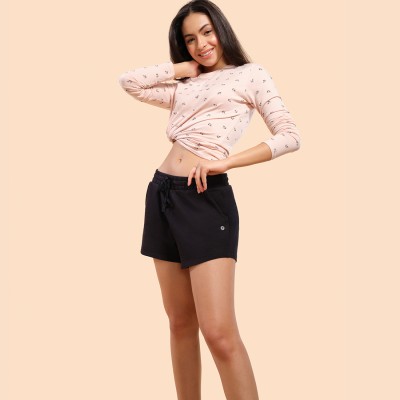 Enamor Solid Women Black Basic Shorts