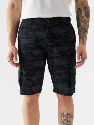 The Souled Store Printed Men Black Cargo Shorts