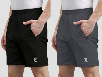 T90 Solid Men Reversible Black, Grey Regular Shorts