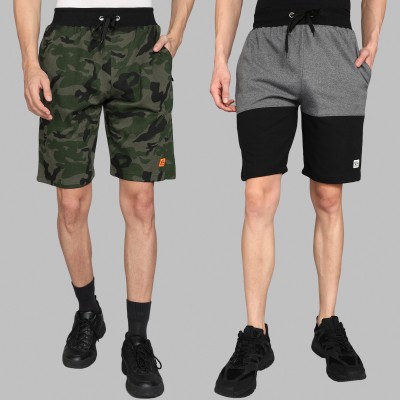 GYRFALCON Military Camouflage Men Grey, Green Casual Shorts