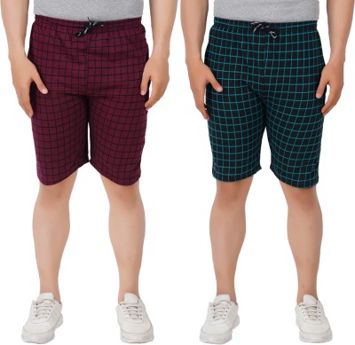 JUST TRY FASHION Checkered Men Multicolor Bermuda Shorts