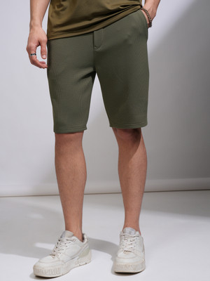 HIGHLANDER Solid Men Green Regular Shorts