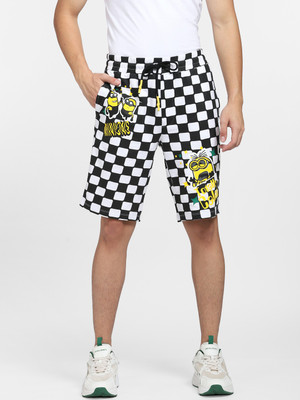 JACK & JONES Checkered Men White, Black, Yellow Casual Shorts