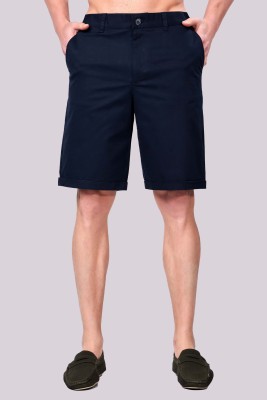 London Hills Solid Men Dark Blue Chino Shorts