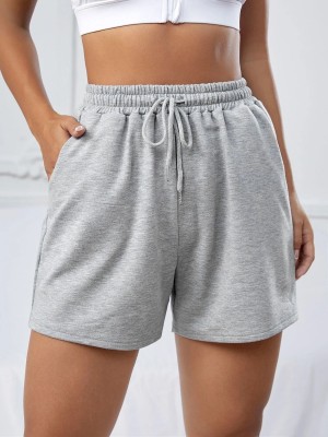 PersonaliTee Solid Women Grey Regular Shorts