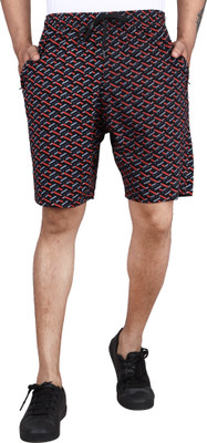 SOUNIK SDS Printed Men Maroon Regular Shorts