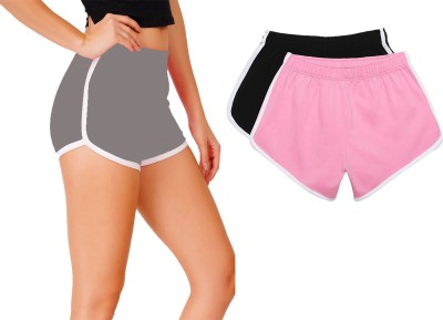 jocker Solid Women Pink, Black, Grey Regular Shorts