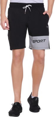 Leebonee Color Block, Printed Men Black Sports Shorts
