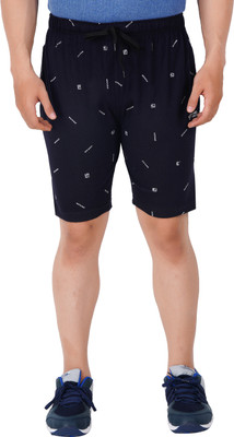 FEEL TRACK Checkered Men Dark Blue Basic Shorts