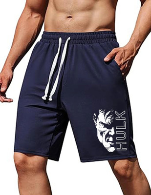 West Gate Clothing Printed Men Dark Blue Casual Shorts
