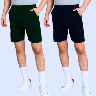 RK Costing Solid Men Dark Blue, Dark Green Regular Shorts