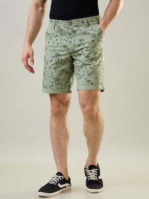 Tim Paris Printed Men Green Basic Shorts
