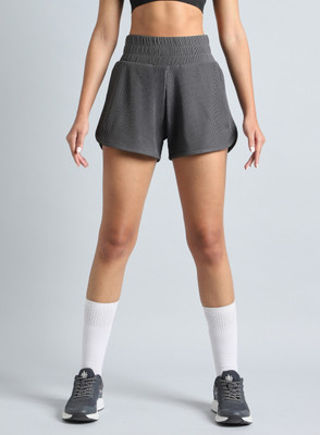 Cult Solid Women Dark Grey Sports Shorts