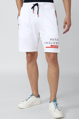 PETER ENGLAND Printed Men White Regular Shorts