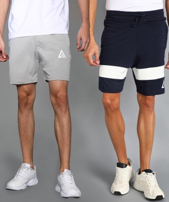 Adrenex Color Block Men Blue, Grey Basic Shorts