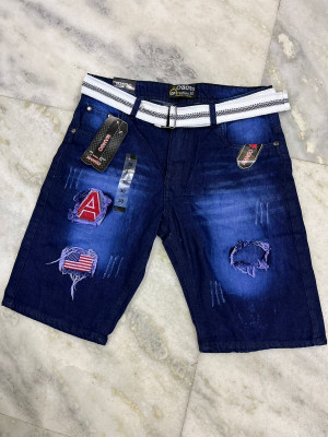 RCS Self Design Men Denim Blue Denim Shorts
