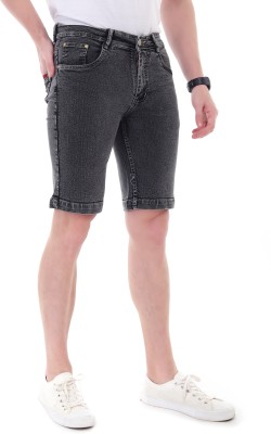 BREXX Solid Men Denim Grey Regular Shorts