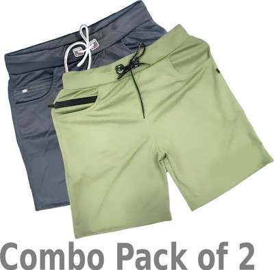 MAANU Solid Men Light Green, Grey Regular Shorts