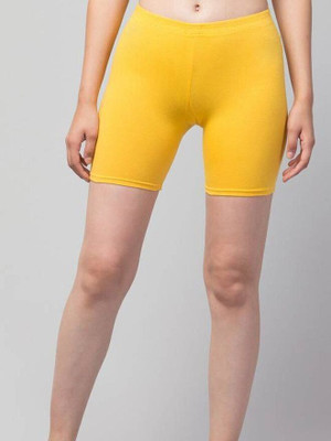 HiRRuX Solid Women Yellow Sports Shorts