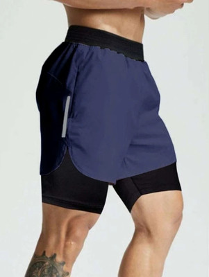 Culish Trend Solid Men Dark Blue Sports Shorts