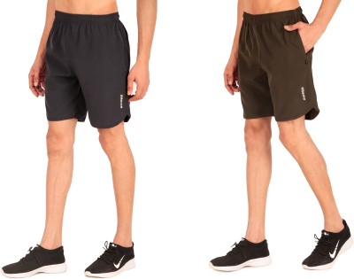 itsme Solid Men Grey, Green Casual Shorts, Regular Shorts, Running Shorts, Gym Shorts