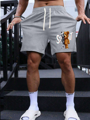 Benny Brooks Graphic Print Men Grey Basic Shorts