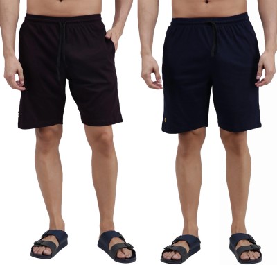 AMUL COMFY Solid Men Brown, Dark Blue Bermuda Shorts