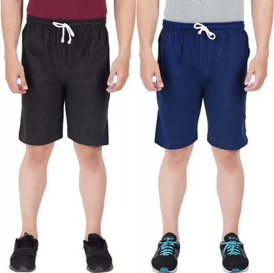 Wrodss Solid Men Blue, Black Basic Shorts