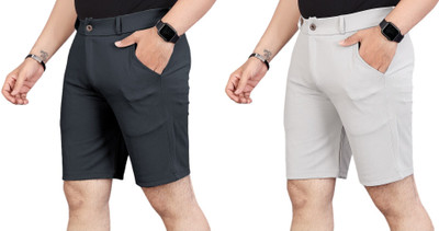 INDICLUB Solid Men Grey, Silver Running Shorts