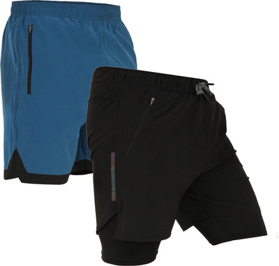 Kyk Solid Men Black, Blue Casual Shorts