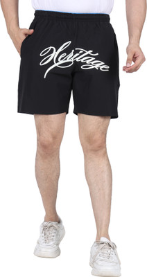 KVFIT Printed Men Black Sports Shorts
