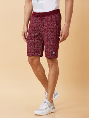 BEING HUMAN Self Design Men Red Basic Shorts