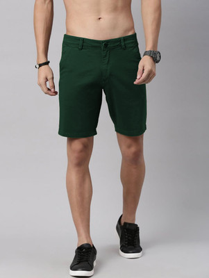 Sarona Solid Men Dark Green Chino Shorts