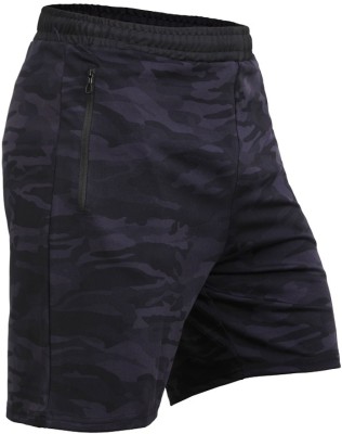 NINQ Solid, Military Camouflage, Printed Men Dark Blue Sports Shorts