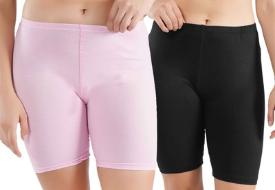 Florafit Solid Women Pink, Black Cycling Shorts