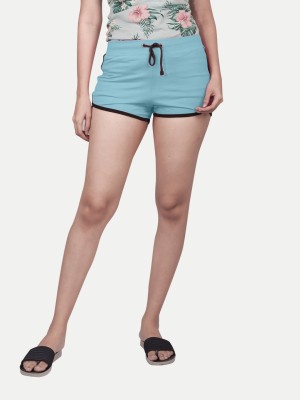 radprix Solid Women Blue Casual Shorts