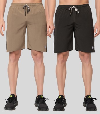 Pyro Spirit Striped Men Beige, Dark Green Sports Shorts