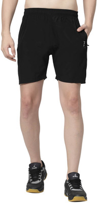 DAFABFIT Solid Men Black Sports Shorts