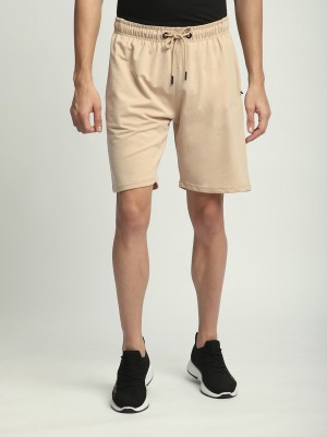 Stitch Hub Solid Men Beige Regular Shorts