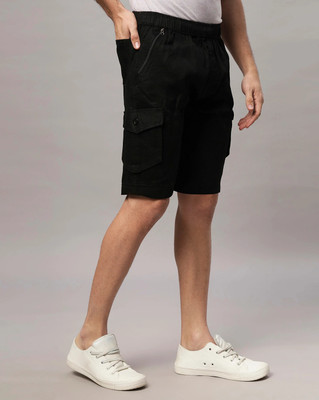 Ho Bindaass Solid Men Black Cargo Shorts