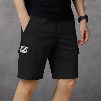 BEING WANTED Solid Men Black Cargo Shorts