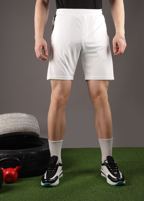 Force NXT Solid Men White Sports Shorts