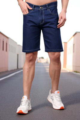 ZAYSH Solid Men Dark Blue Denim Shorts