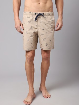 CANTABIL Printed Men Beige Bermuda Shorts