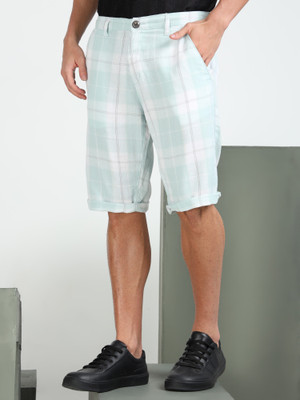 bEEVEE Checkered Men Green, White Regular Shorts