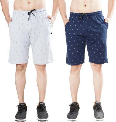 WILD CAMO Printed Men Grey, Blue Regular Shorts