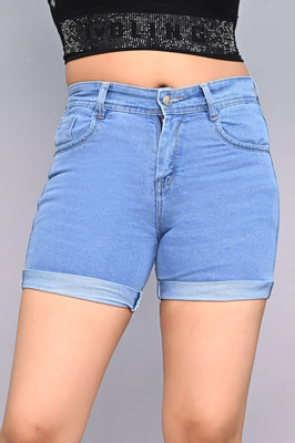 CONCEPT DENIM Dyed/Washed Women Denim Light Blue Denim Shorts