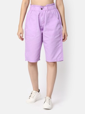 V-MART Solid Women Purple, Purple Regular Shorts