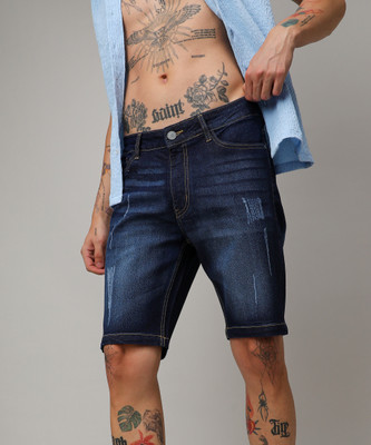 CAMPUS SUTRA Solid Men Denim Black Denim Shorts