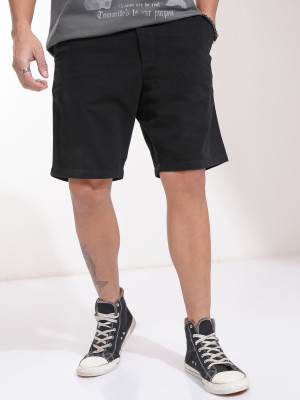 HIGHLANDER Solid Men Black Regular Shorts